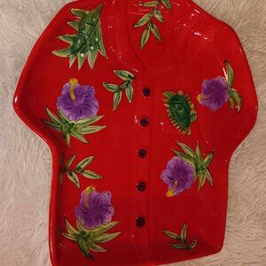 Red Hawaiian Shirt Serving Plate